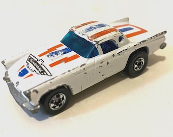 Hot Wheels '57 T-Bird 1977 White BW Hong Kong 1st Version! Thunderbird Ford