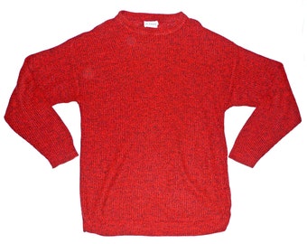 Vintage Oversized LE TIGRE Knit Sweater Black & Red