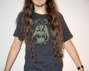 SALE Angel Witch Pentagram Baphomet Black T-shirt Death Metal Occult