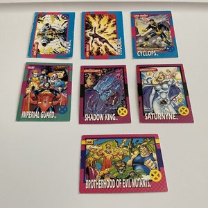 Pacote de cartas básicas Impel X-MEN de 1992 - Lote de 7 cartas Ciclope Phoenix Havok Jim Lee MARVEL Irmandade de Mutantes do Mal