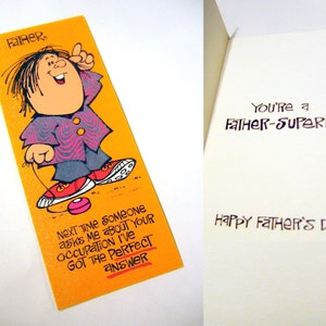 Vintage Illustration Father's Day Greeting Card 1960s - 1970s - Father Superior / Funny / Psychedelic / Fuzzy