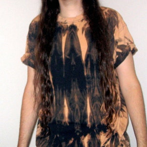 Awesome Patterned Oversized Bleached Out Tie Dye Black T-shirt