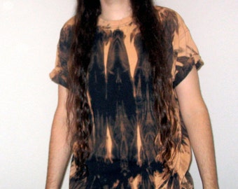 Awesome Patterned Oversized Bleached Out Tie Dye Black T-shirt