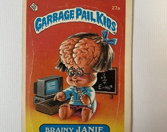 1985 Topps Garbage Pail Kids Card Series 1 OS1 GPK 27A Brainy Janie US Matte