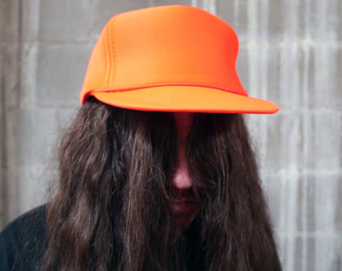 Featured listing image: Vintage Deadstock 1980s Dayglow Orange Neon Hunting Cap Snapback NOS