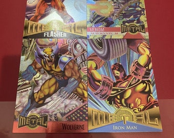 Marvel Metal 1995 Inaugural Edition Uncut Sheet Fleer Wolverine Venom Magneto