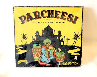 Vintage PARCHEESI Board Game - Royal Game of India, Junior Edition