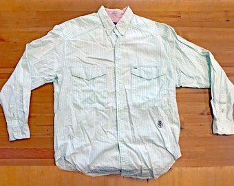 Vintage 1990s Long Sleeve TOMMY HILFIGER Striped Button Up Shirt Mens M