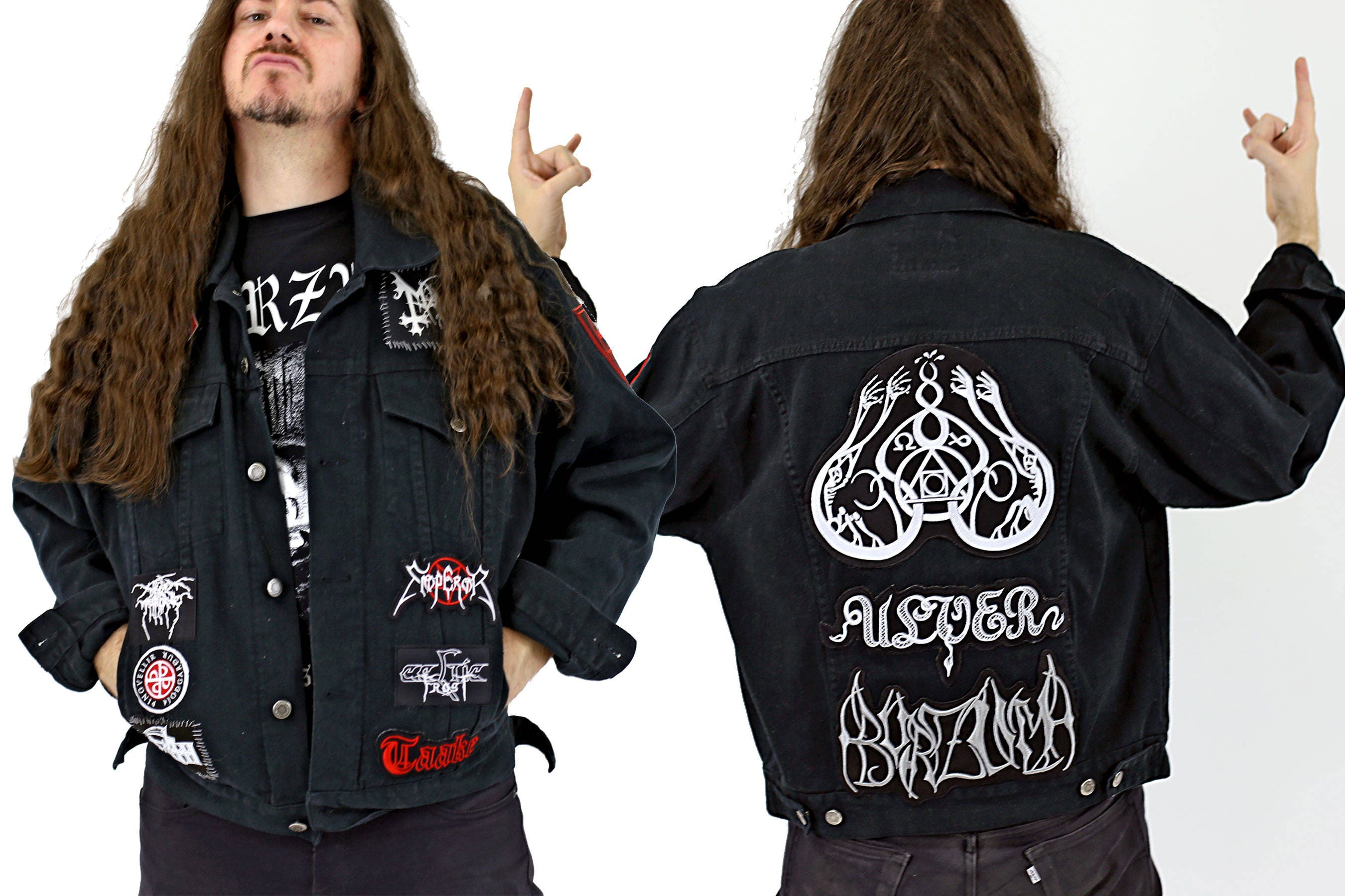 Black Metal Denim Jacket Encrusted w/ Patches Burzum Mayhem Etsy