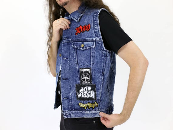 Acid Wash Denim Battle Vest Encrusted W 