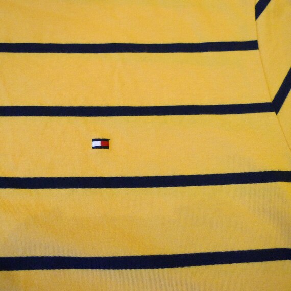 Vintage 1990s TOMMY HILFIGER Yellow & Blue Stripe… - image 4
