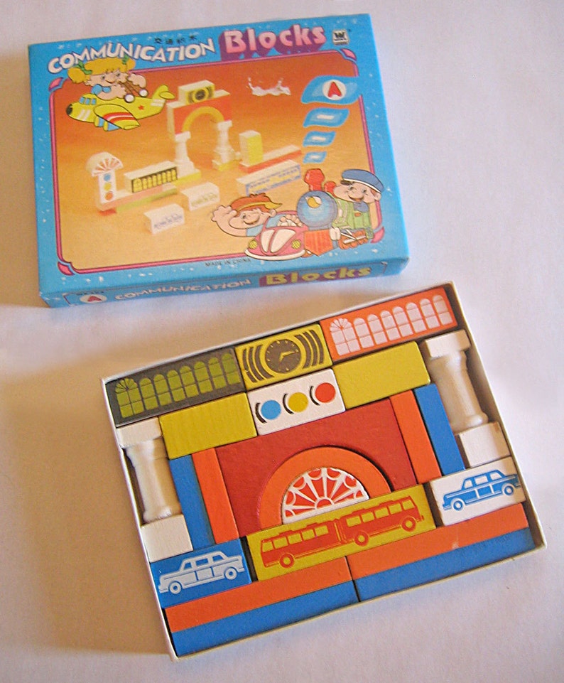 Vintage Set of Communication Building Blocks Etsy