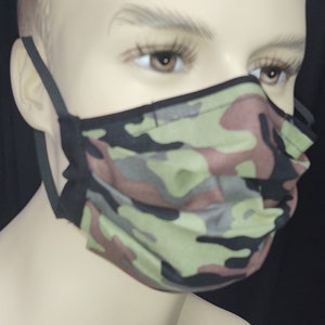 Camo print organic cotton face mask