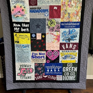 T-shirt Quilts Custom, Memory Quilt, Custom Order Quilt, You Pick Size - Using Your Shirts - DEPOSIT ONLY