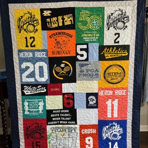 T-shirt Quilts Custom, Memory Quilt, Custom Order Quilt, You Pick Size - Using Your Shirts - DEPOSIT ONLY