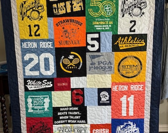 T-shirt Quilts Custom, Memory Quilt, Custom Order Quilt, You Pick Size - Using Your Shirts - DEPOSIT ONLY