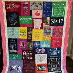 T-shirt Quilts Custom, Memory Quilt, Custom Order Quilt, You Pick Size - Using Your Shirts - DEPOSIT ONLY