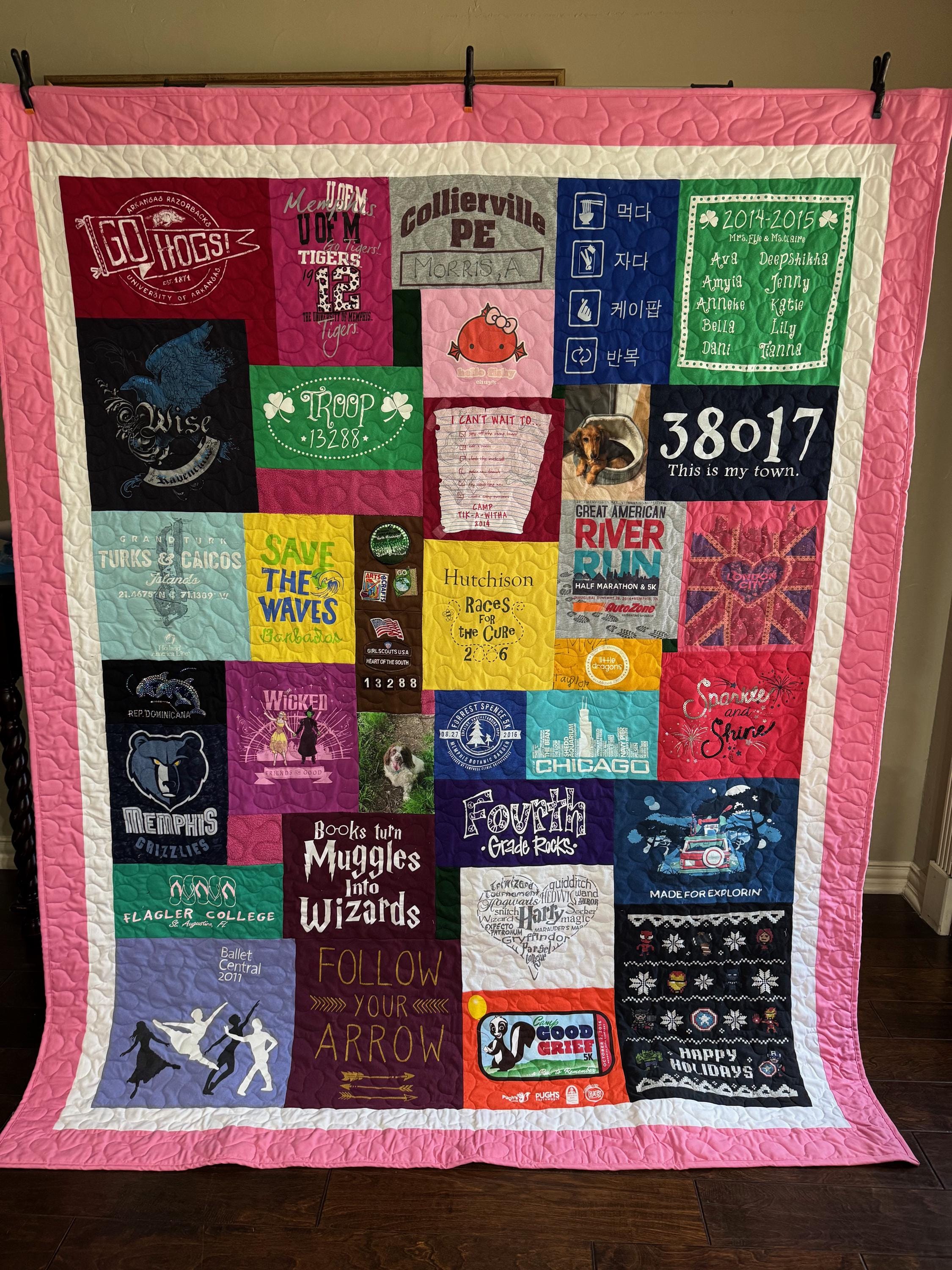 T-shirt Quilts Custom, Memory Quilt, Custom Order Quilt, You Pick Size - Using Your Shirts - DEPOSIT ONLY