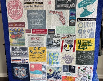 T-shirt Quilts Custom, Memory Quilt, Custom Order Quilt, You Pick Size - Using Your Shirts - DEPOSIT ONLY