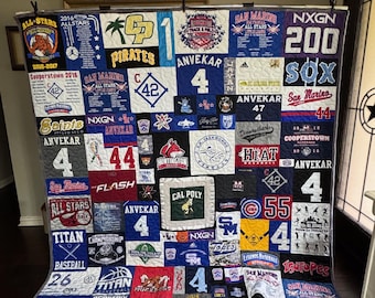 T-shirt Quilts Custom, Memory Quilt, Custom Order Quilt, You Pick Size - Using Your Shirts - DEPOSIT ONLY