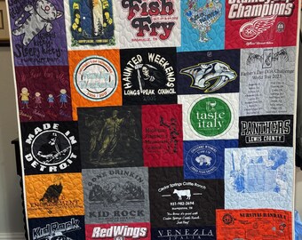T-shirt Quilts Custom, Memory Quilt, Custom Order Quilt, You Pick Size - Using Your Shirts - DEPOSIT ONLY