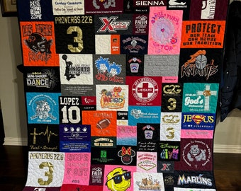 T-Shirt Quilts Custom, Memory Quilt, Custom Order Quilt, Sie wählen die Größe - mit Ihren Shirts - NUR ANZAHLUNG