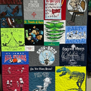 T-shirt Quilts Custom, Memory Quilt, Custom Order Quilt, You Pick Size - Using Your Shirts - DEPOSIT ONLY