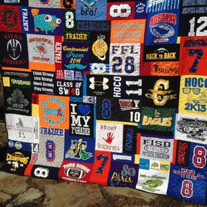 T-shirt Quilt Asymmetrical Custom, Memory Quilt, Custom Order Quilt, You Pick Size - Using Your Shirts - DEPOSIT ONLY