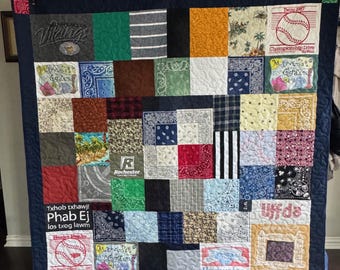 T-shirt Quilts Custom, Memory Quilt, Custom Order Quilt, You Pick Size - Using Your Shirts - DEPOSIT ONLY