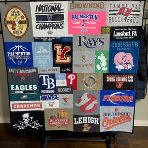 Custom T-Shirt Quilt, Puzzle Design, Memory Quilt Custom Order Quilt You Pick Size - Using Your Shirts-DEPOSIT ONLY