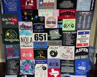 T-shirt Quilts Custom, Memory Quilt, Custom Order Quilt, You Pick Size - Using Your Shirts - DEPOSIT ONLY