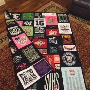 T Shirt Quilt Double sided, Custom Puzzle Design, Memory Quilt Custom Order Quilt You Pick Size - Using Your Shirts-DEPOSIT ONLY