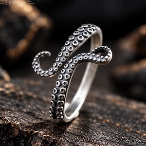 Vintage Octopus Ring for Women Thai Silver Octopus Ring Ocean Animal Statement Ring Gothic Sea Life Jewelry Unique Party Ring Gift for Her
