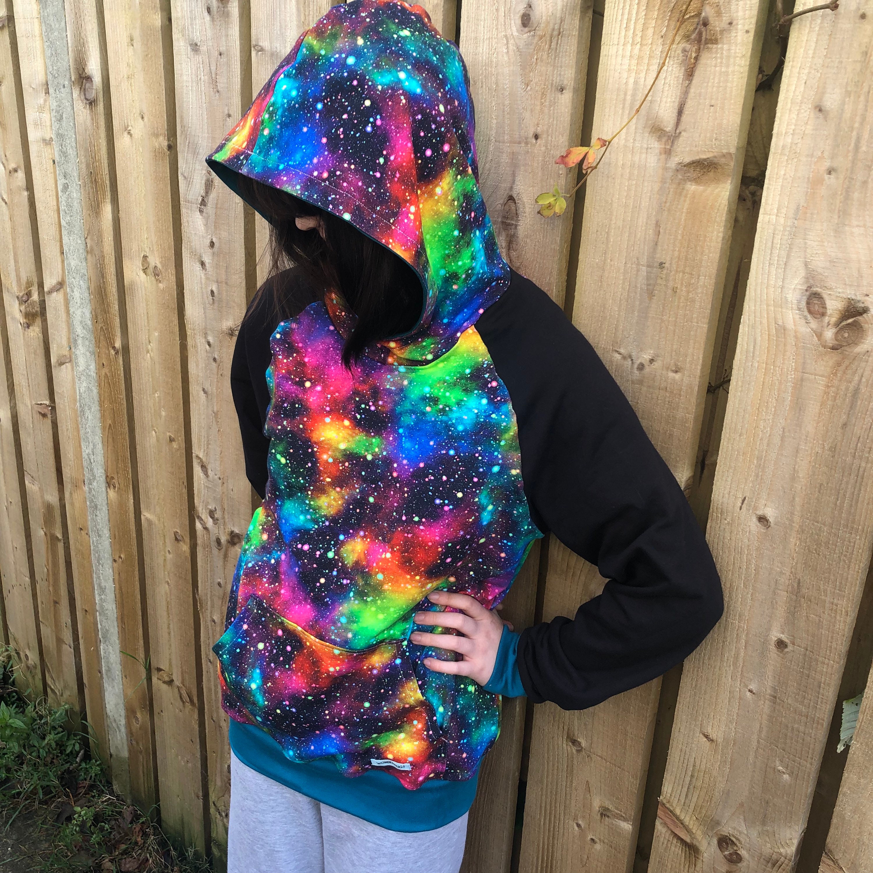 Galaxy Print Pocket Front Hoodie