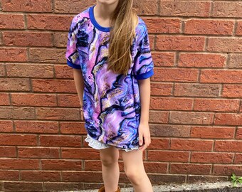 Purple Marble T-Shirt, Made To Order 1-12y