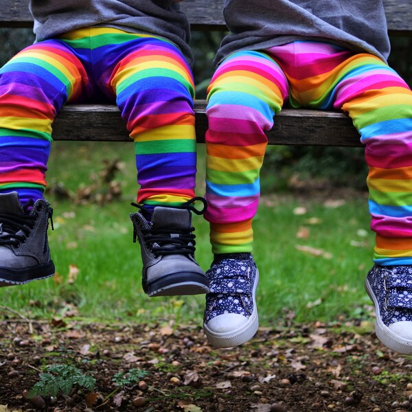 Rainbow Cuffed Leggings. Made To Order, Unisex, 0-6y