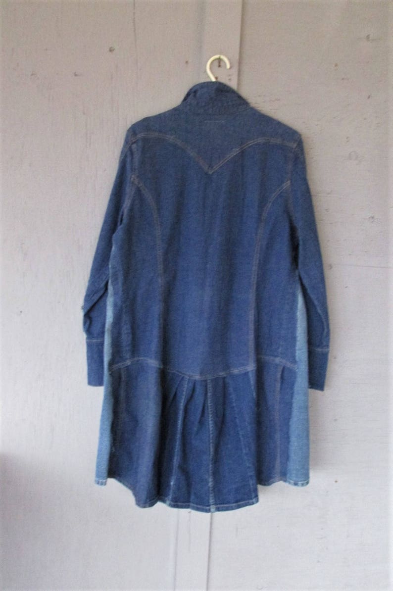 Upcycled denim coat tunic winter clothing Boho Bohemian | Etsy