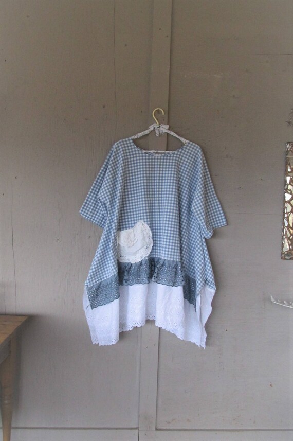 Upcycled Lagenlook tunic dress recycled clothing Boho top | Etsy