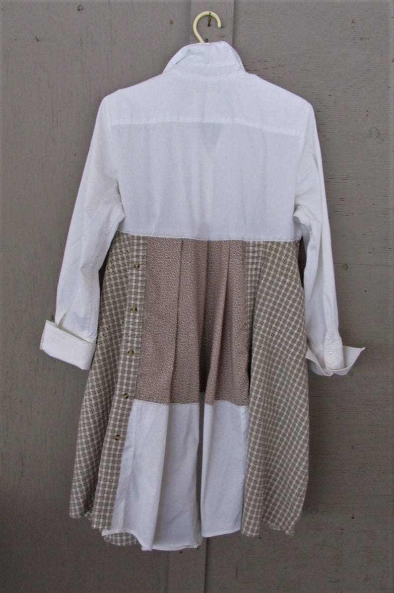 Upcycled white shirt dress Boho Lagenlook clothing original Etsy