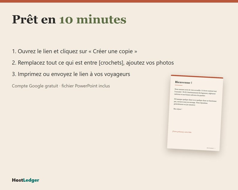 Livret d'accueil location saisonnière modifiable, affiche Wi-Fi et règlement intérieur (Google Slides, PowerPoint) image 4