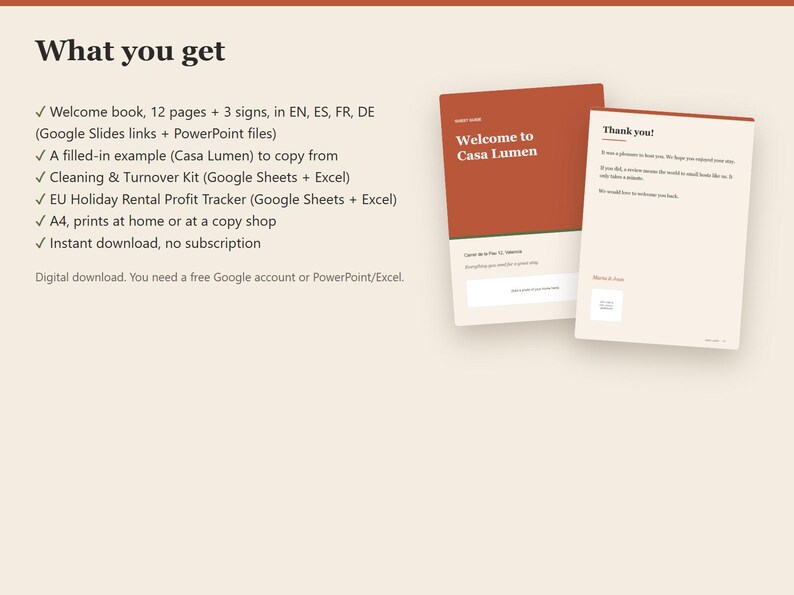 Airbnb Welcome Book Template in 4 Languages, Host Starter Kit, House Rules & Wifi Sign, Cleaning Checklist, Google Slides and PowerPoint image 6