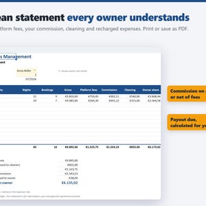 Co-Host Owner Statement Template, Commission Tracker for Holiday Rentals (Google Sheets, Excel) image 2
