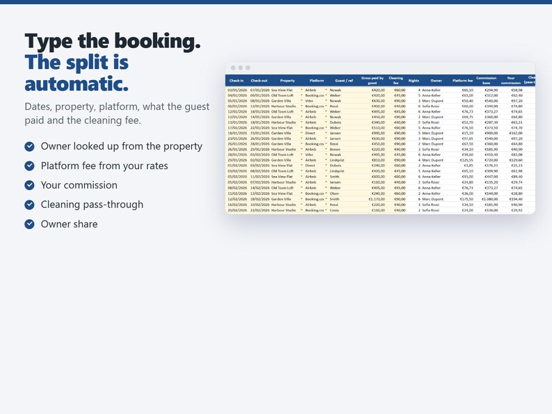Co-Host Owner Statement Template, Commission Tracker for Holiday Rentals (Google Sheets, Excel) image 4