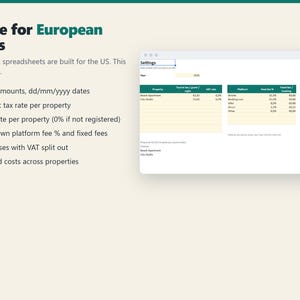 EU Holiday Rental Profit Tracker, Google Sheets & Excel (Digital Download) image 5