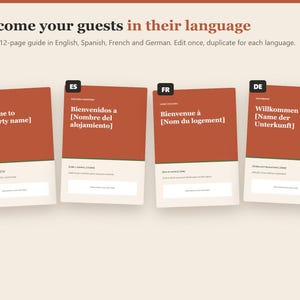 Airbnb Welcome Book Template in 4 Languages, Host Starter Kit, House Rules & Wifi Sign, Cleaning Checklist, Google Slides and PowerPoint image 2