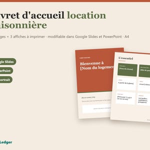 Livret d'accueil location saisonnière modifiable, affiche Wi-Fi et règlement intérieur (Google Slides, PowerPoint) image 1
