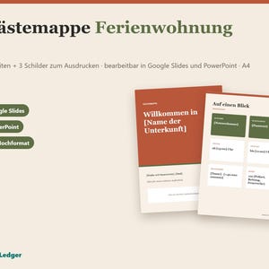 Gästemappe Ferienwohnung Vorlage zum Bearbeiten, WLAN-Schild und Hausordnung (Google Slides, PowerPoint) image 1