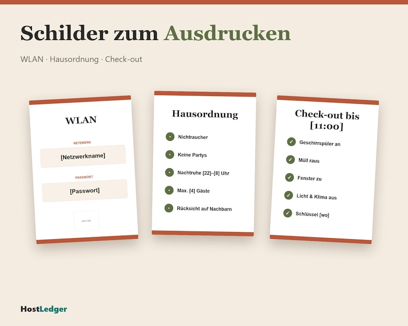 Gästemappe Ferienwohnung Vorlage zum Bearbeiten, WLAN-Schild und Hausordnung (Google Slides, PowerPoint) image 3