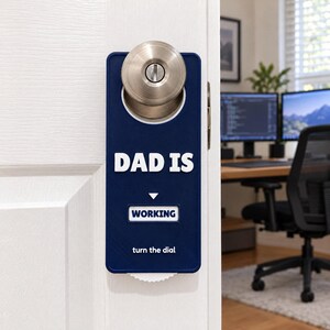 Dad Is Status Door Hanger with Turning Dial, Working On a Call Napping Come In, Home Office Sign, Fathers Day Gift, 3D Printed