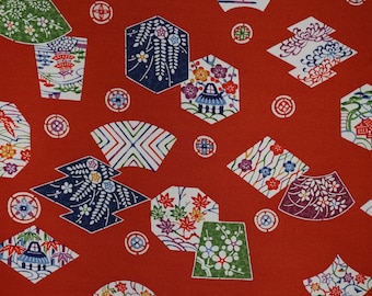 Vintage Japanese Bingata Tango Chirimen Silk kimono fabric